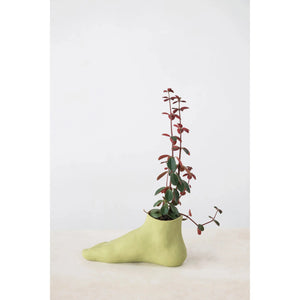 STONEWARE FOOT PLANTER- GREEN-Home Decor-CREATIVE COOP-Coriander