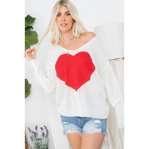 SWEET LOVELY HEART SWEATER-Sweaters Pullover-SWEET LOVELY-SMALL-MED-IVORY-Coriander