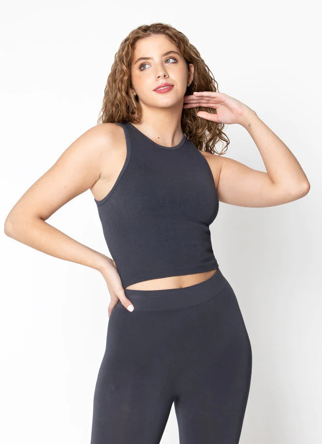 TANK TOP | RIBBED CROPPED-Basics-CEST MOI-ONE-LEAD-Coriander