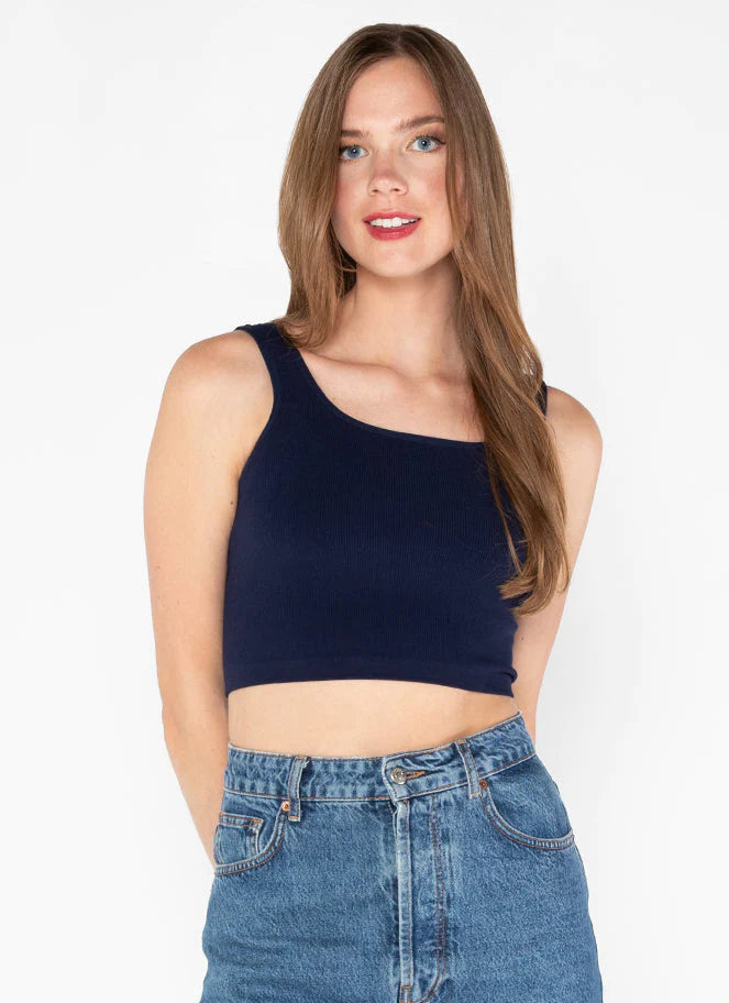 TANK TOP | RIBBED SQUARE NECK-Basic-CEST MOI-ONE-Navy-Coriander