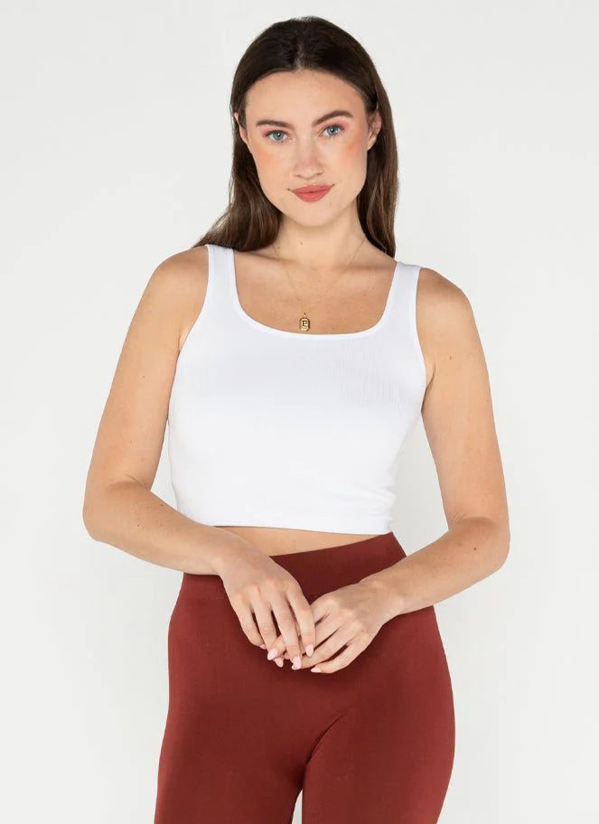 TANK TOP | RIBBED SQUARE NECK-Basic-CEST MOI-ONE-White-Coriander