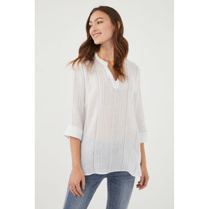 TEXTURED TUNIC-Shirt-FRENCH DRESSING JEANS-SMALL-INDIGO STRIPE-Coriander