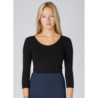 TOP | 3/4 SLEEVE SCOOP NECK-Top-CEST MOI-ONE SIZE-Black-Coriander