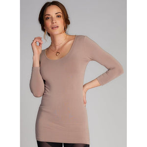 TOP | 3/4 SLEEVE SCOOP NECK-Top-CEST MOI-ONE SIZE-Taupe-Coriander
