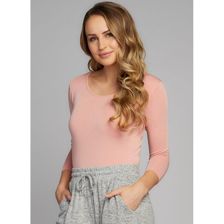 TOP | 3/4 SLEEVE SCOOP NECK-Top-CEST MOI-ONE SIZE-Blush-Coriander