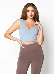 TOP | DEEP V RIB-Top-CEST MOI-SMALL-MED-LIGHT BLUE-Coriander