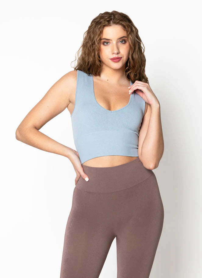 TOP | DEEP V RIB-Top-CEST MOI-SMALL-MED-LIGHT BLUE-Coriander