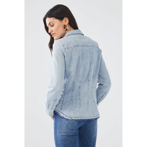 WAIST PLEAT LONG SLEEVE SHIRT-Shirt-FRENCH DRESSING JEANS-4-LIGHT WASH-Coriander