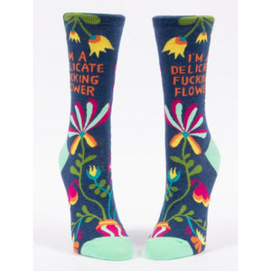 WOMEN'S SOCKS | DELICATE F*CKING FLOWER-Socks-BLUE Q-Coriander